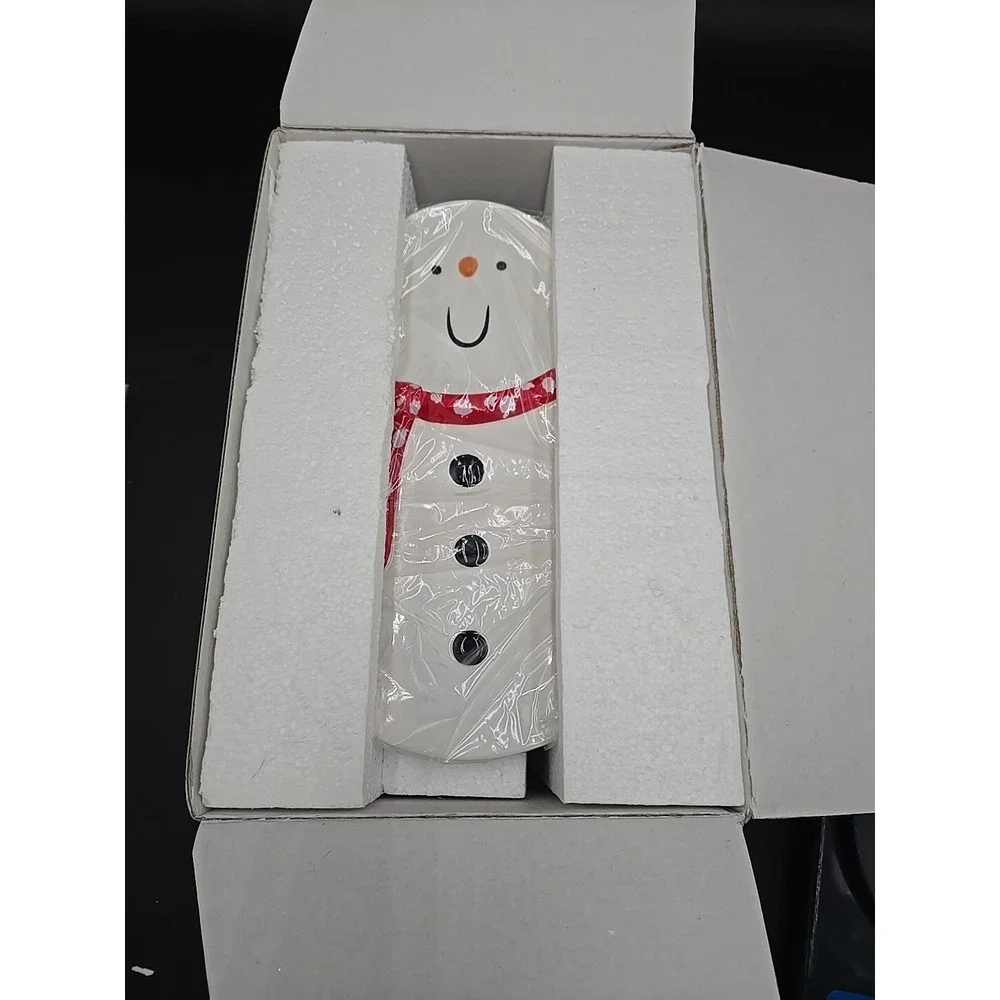 Snowman Red White Snack Plate Cup Mug. Christmas Seasonal Department 56 w/box‎